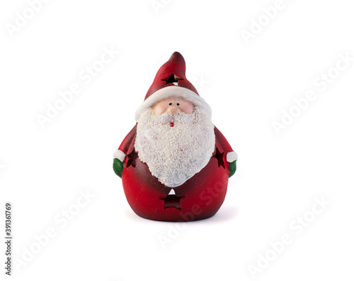 christmas santa claus candle lantern isolated on white
