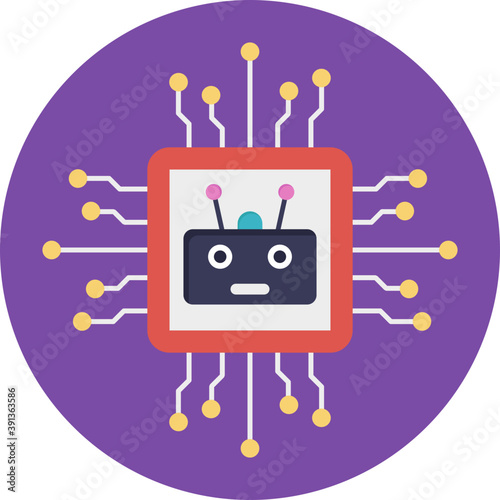 
Integrated circuits of microprocessor flat vector icon
