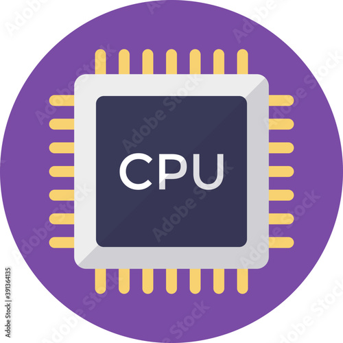 
Integrated circuits of microprocessor flat vector icon
