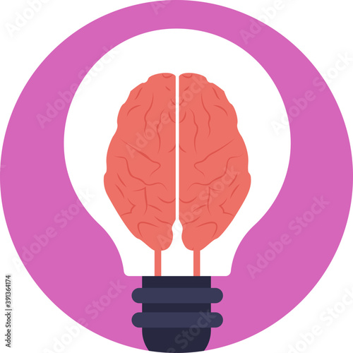 
Mind bulb flat vector icon. Creative mind concept 
