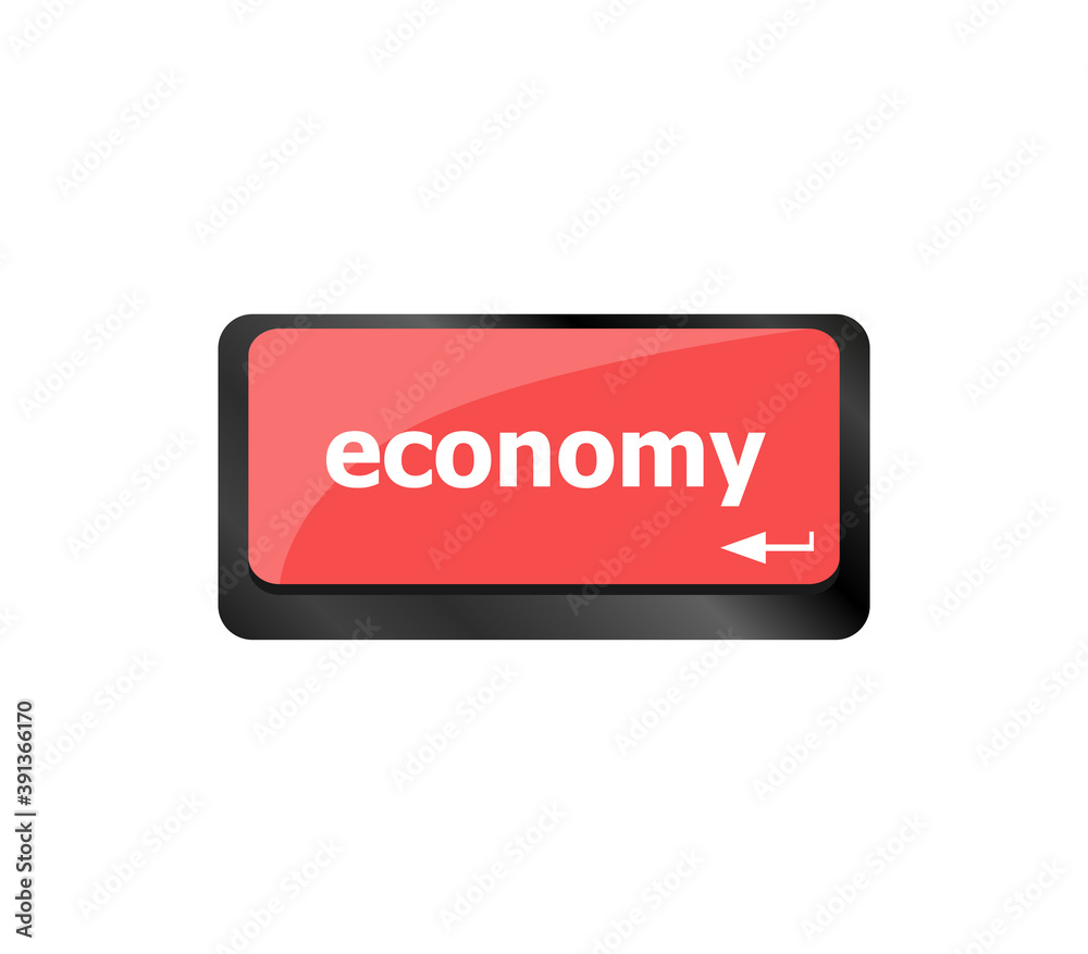Business concept. computer keyboard with word Economy on enter button background Business concept. computer keyboard with word Economy on enter button background
