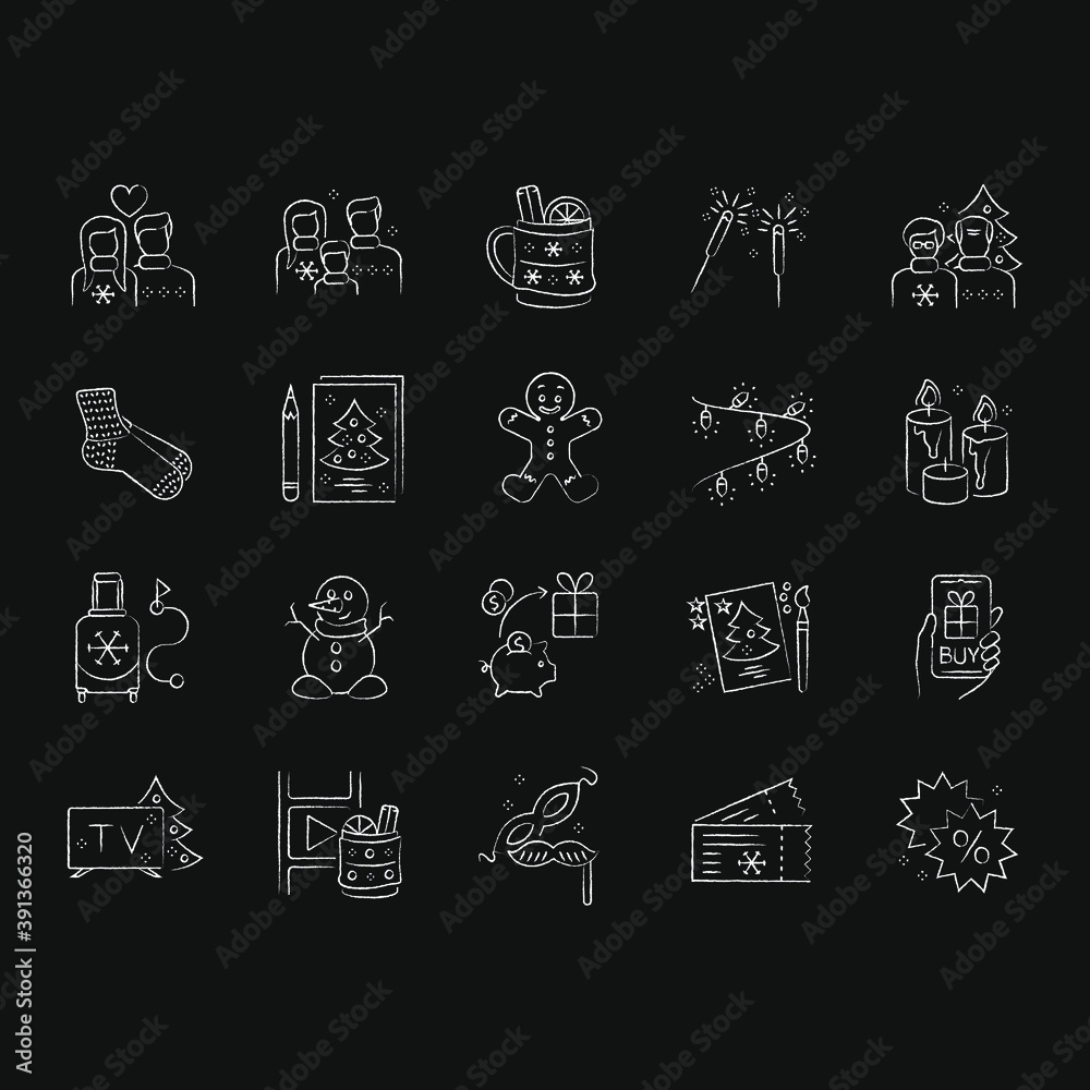 chalk icon, Hygge, winer traditions chalk icon, Hygge, winer traditions