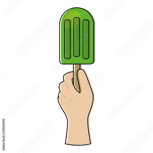 Isolated eat ice cream activity home with hands icon- Vector