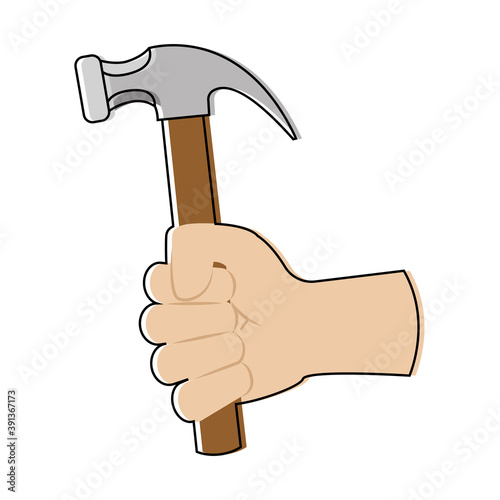Isolated build hammer activity home with hands icon- Vector