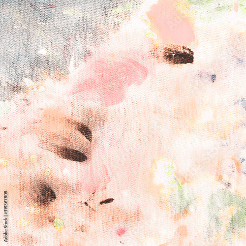 Blue Faded Background. Pink Dirty Art Image. Red