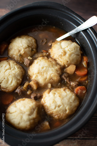 home made beef stew and dumplings 