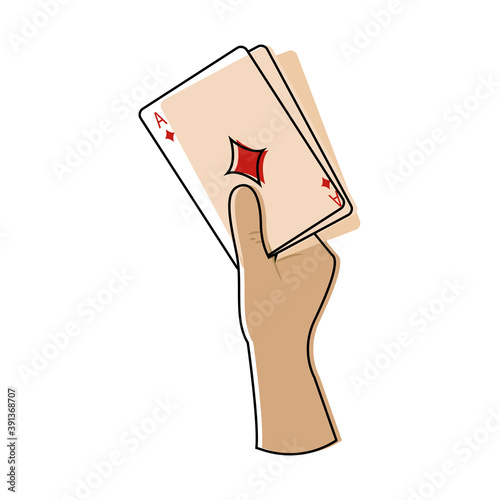 Isolated play cards activity home with hands icon- Vector