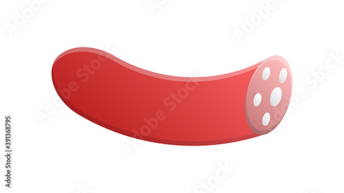 Cartoon style salami. Illustration different kinds of slices. Presentation of meat products for cafes and restaurants. Isolated on white background. Website page and mobile app design