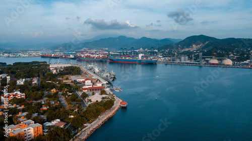Wallpaper Mural Mexican port in Manzanillo - large ocean cargo ship near the dock Torontodigital.ca