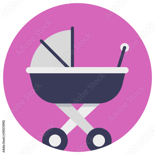 
Flat icon design of a pushchair in different colors 
