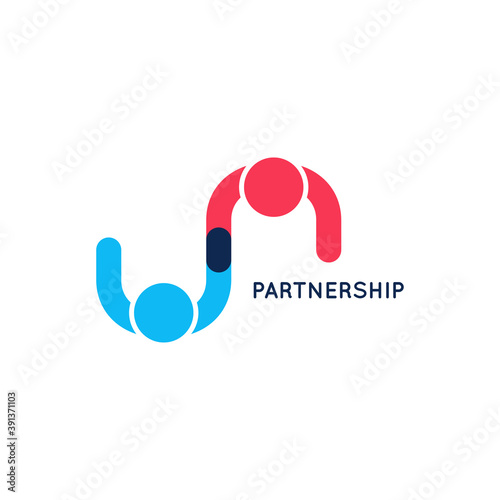 Partnership business logo. Teamwork logo on white