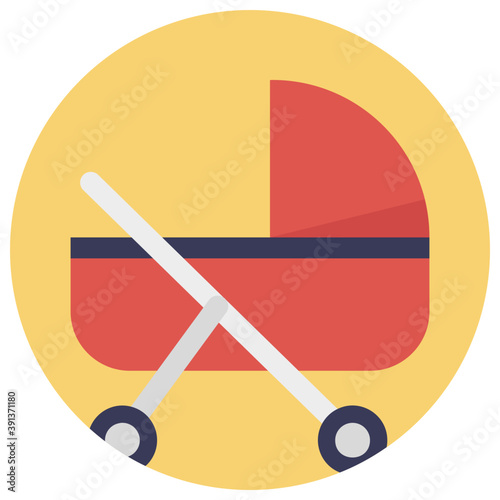 
Flat icon design of a pushchair in different colors 
