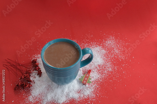 Foto Homemade hot chocolate in a mug.