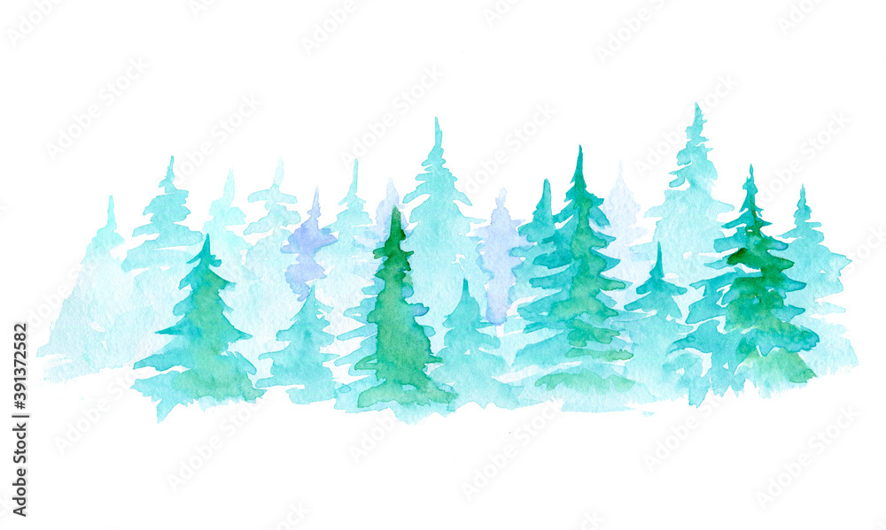 Obraz premium christmas trees in the snow