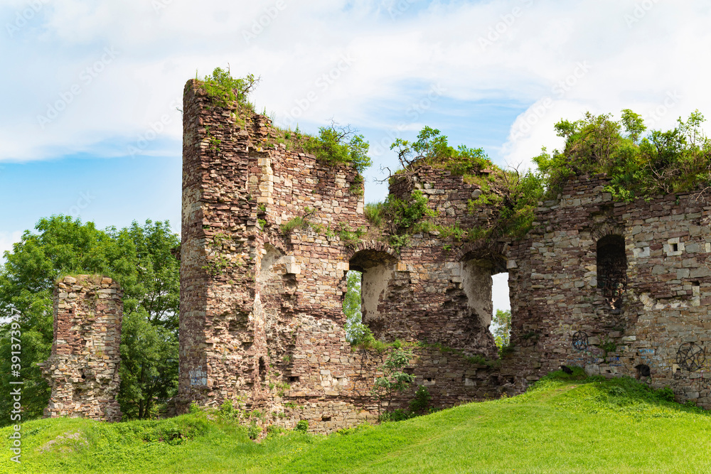 Ruins of the Buchach medieval castle. Ukraine