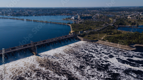 Drone shot of a water discharge
