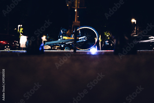 Fotografija Police conducting the instruction of a crowded for a traffic accident, measuring