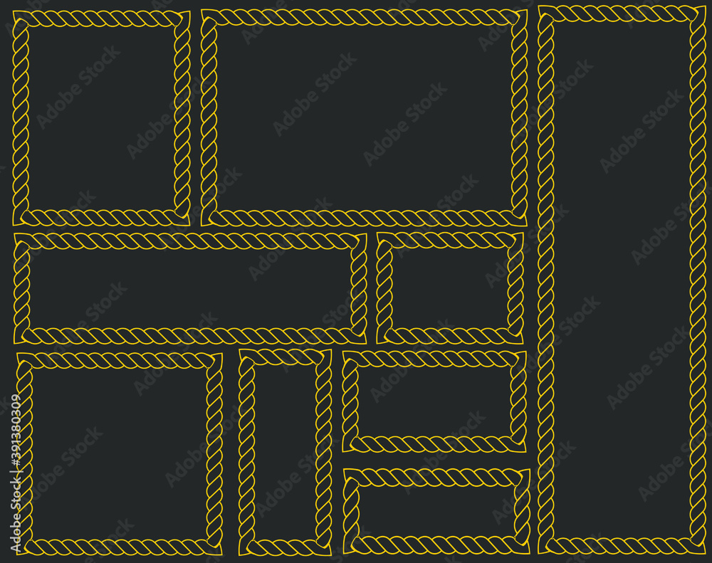 frame made of rope on a dark background frame made of rope on a dark background