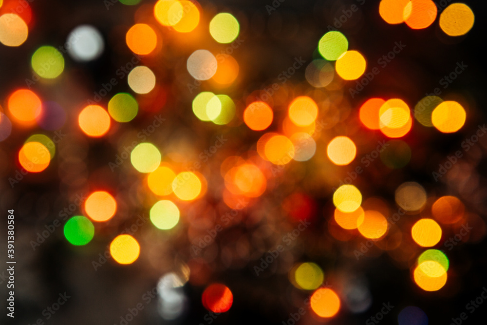 christmas balls and lights on background