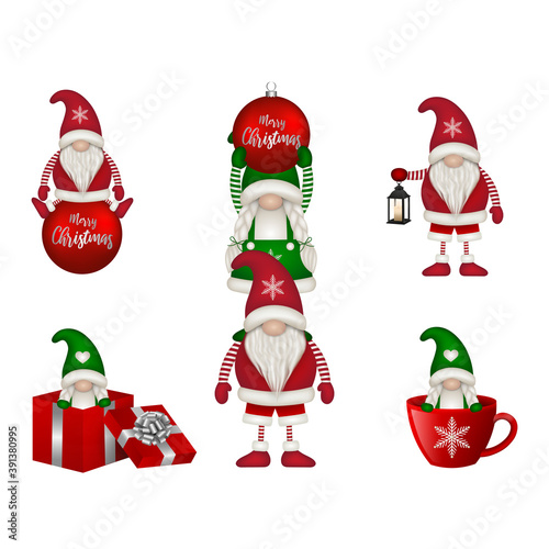 Set of funny christmas gnomes 