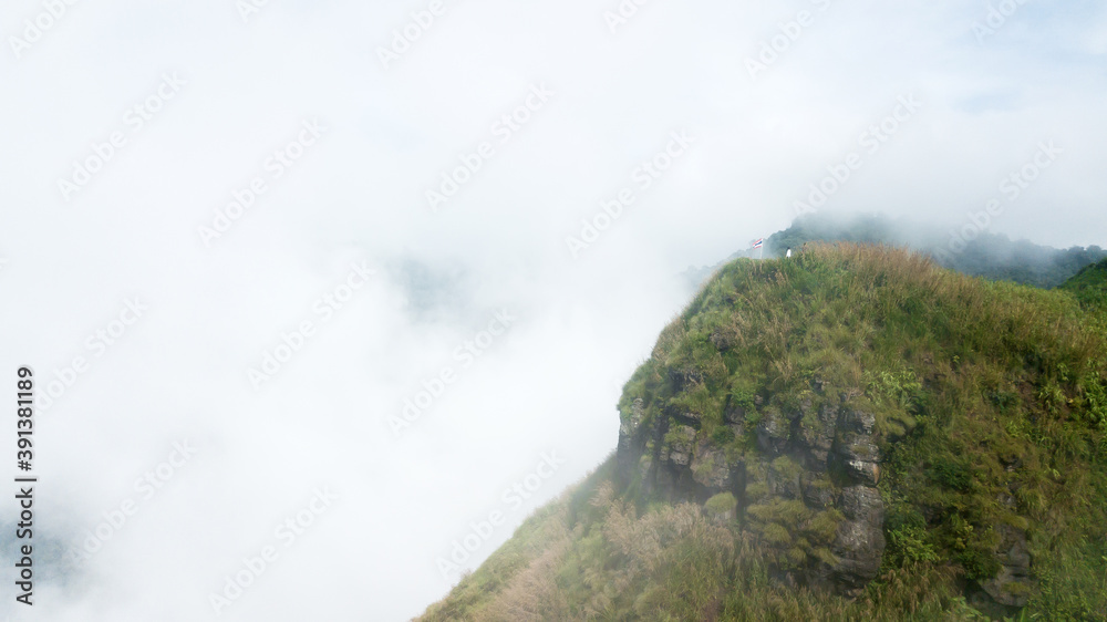 Landscape of the cliff edge and fog . viewpoint in Phetchabun province Thailand.