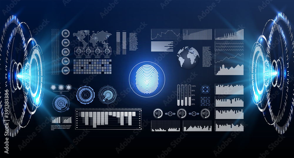 Fingerprint scan provides security access with biometrics identification. Abstract technology background. Cyber security concept. Fingerprint scan provides security access with biometrics identification. Abstract technology background. Cyber security concept.