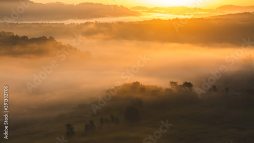 Landscape of sunset and mountain viewpoint in Phetchabun province Thailand.