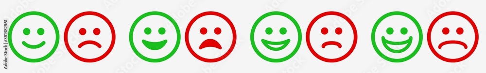 Emoticon Icon Set Red Green Line | Emoji Faces Vector Illustration Logo | Happy Smiley and Sad Face Emotion Icons Isolated Collection Emoticon Icon Set Red Green Line | Emoji Faces Vector Illustration Logo | Happy Smiley and Sad Face Emotion Icons Isolated Collection
