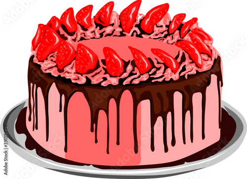 vector of cake with strawberry