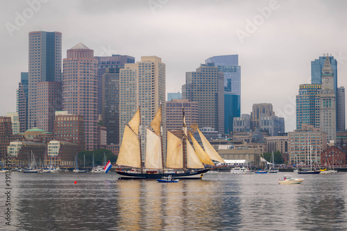 A Danish tall ship arrives in Boston