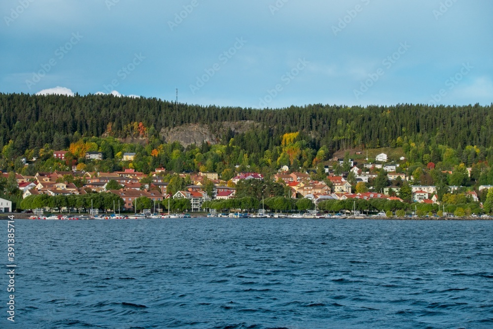 Autumn view of the Froson Island in Ostersund.