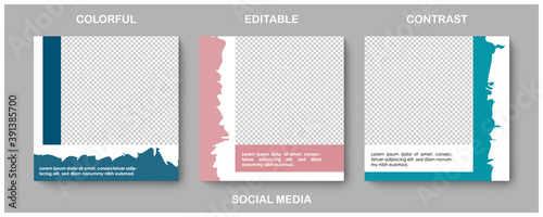 Social media editable post banner. Web banners for social media. Clear and simple colorful brush design, vector illustration.