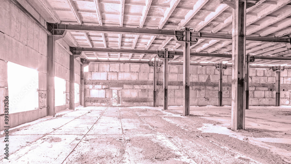 Indoor Backdrop of Factory or empty space warehouse inside background