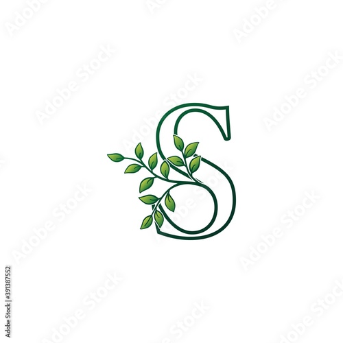 Monogram S Letter Logo Concept Green Nature Green Leaf Vector Design