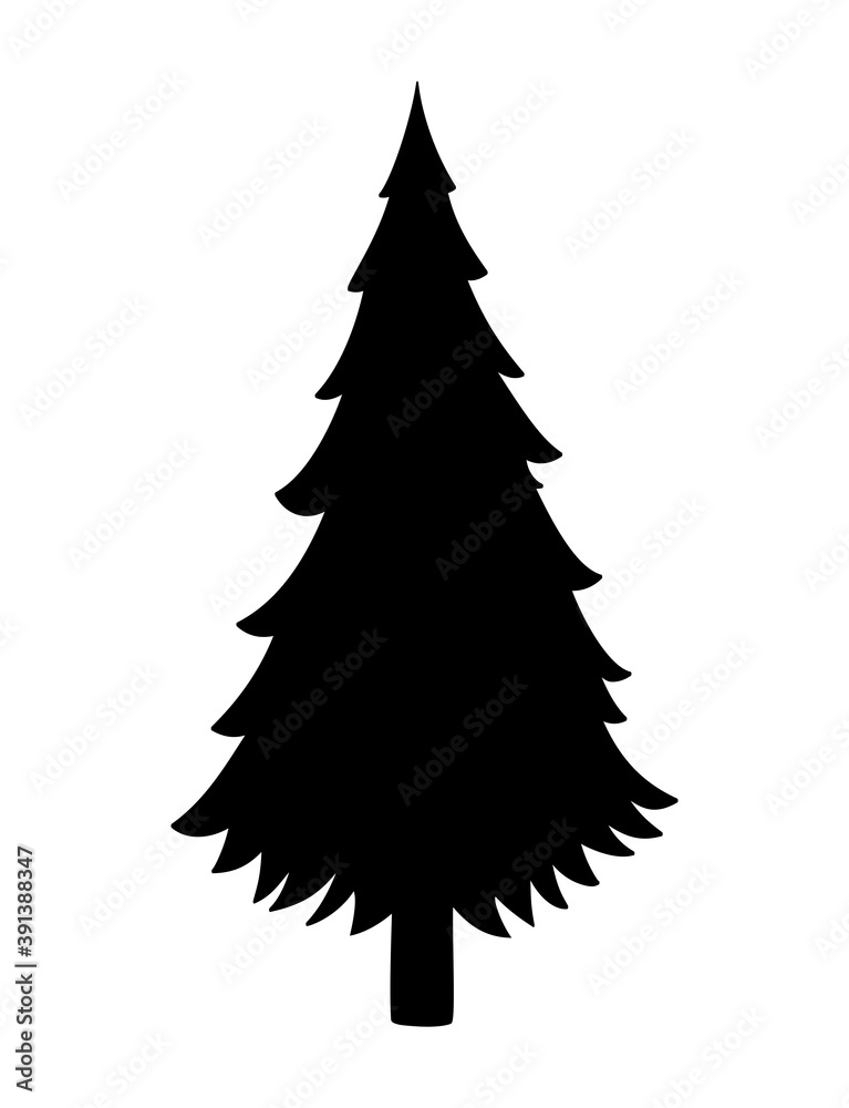 Obraz premium Pine tree silhouette icon. Vector illustration isolated on white background.