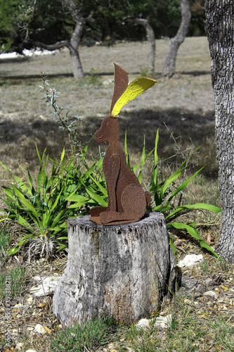 Rusty bunny on stump