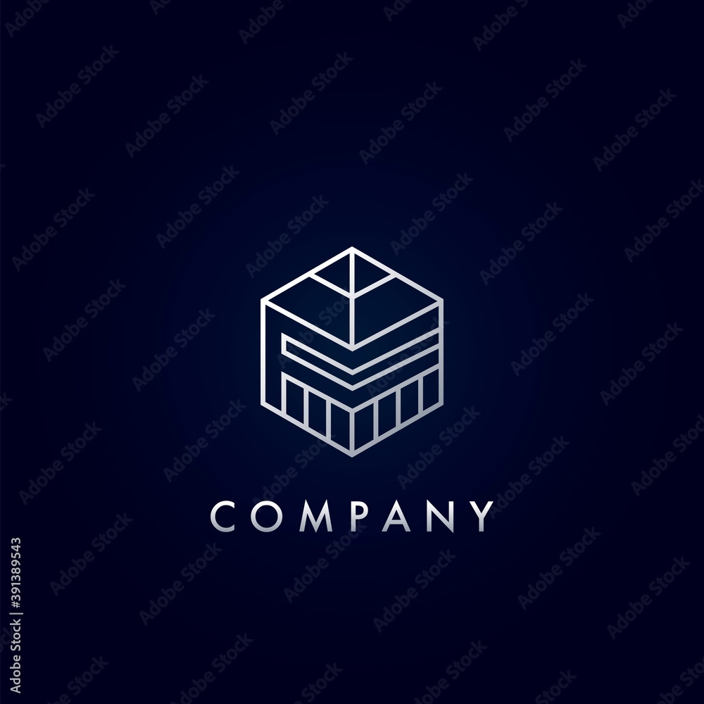 Obraz premium Geometrical Hexagon F Letter Logo Apartment Real Estate, Property, hotel and architecture business identity.