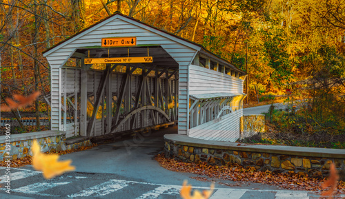 The Knox Covered Bridge at Valley Forge National Parkin Autumn photo