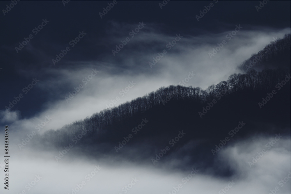 Perfect environment of mountain landscapes of Asturias in cold tones Perfect environment of mountain landscapes of Asturias in cold tones