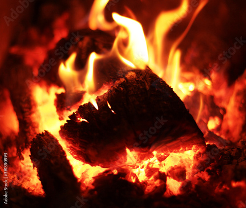Burning fire wood. Background