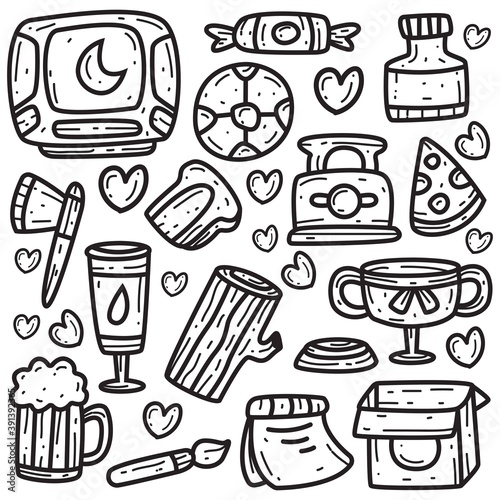 kawaii doodle cartoon designs  for coloring  backgrounds  stickers  logos  icons and more