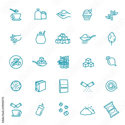 Sugar icon set in thin line style