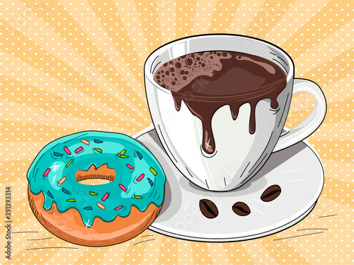 Coffee break time with donuts