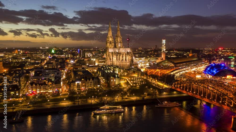 Aerial timelapse of Cologne city cathedral Aerial timelapse of Cologne city cathedral
