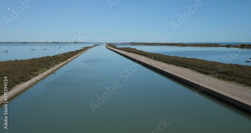 Wallpaper Mural The Canal from the Rhone river to Sete, Herault depatment, Occitanie, France. On the left side is the Vic  pond, on the right side is the Pierre Blanche pond Torontodigital.ca