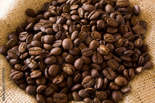 coffee beans on burlap
