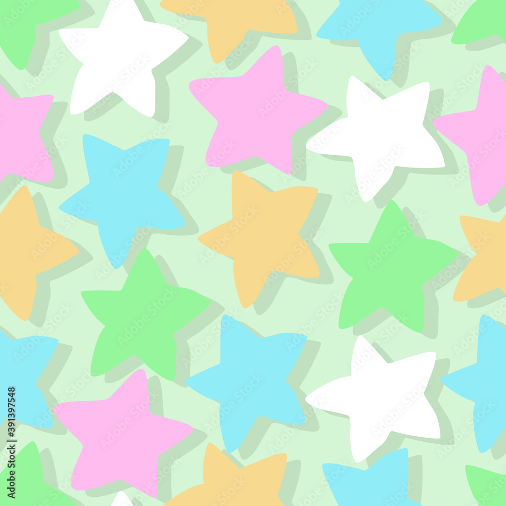 Obraz premium Seamless pattern in the form of stars. Pastel shades. Vector illustration in flat design.