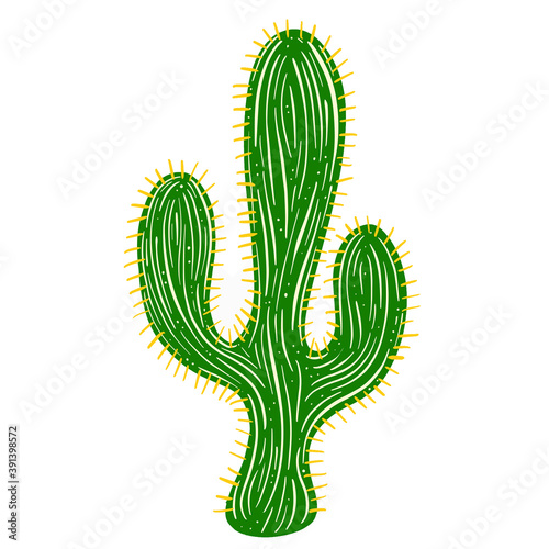 Cute Cactus Doodle Character Cartoon Illustration Green Plant