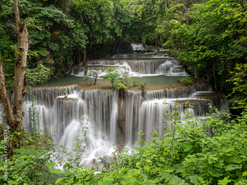 Beautyful waterfall in the forest at Kanchanaburi Thailand 