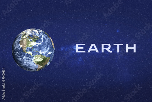 Earth planet of Solar system. Space infographics. Science fiction 3D rendered illustration. Elements of this image were furnished by NASA